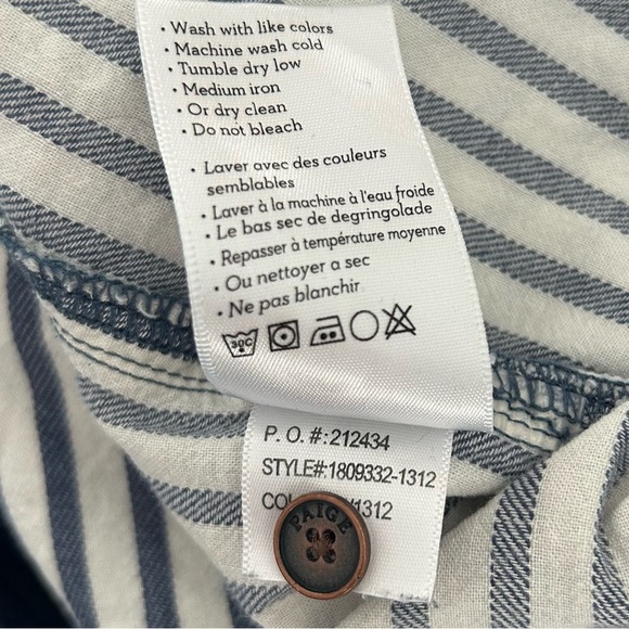 PAIGE Kadie Striped Button Up Shirt Top Blue White Long Sleeve Size Medium - Picture 15 of 16